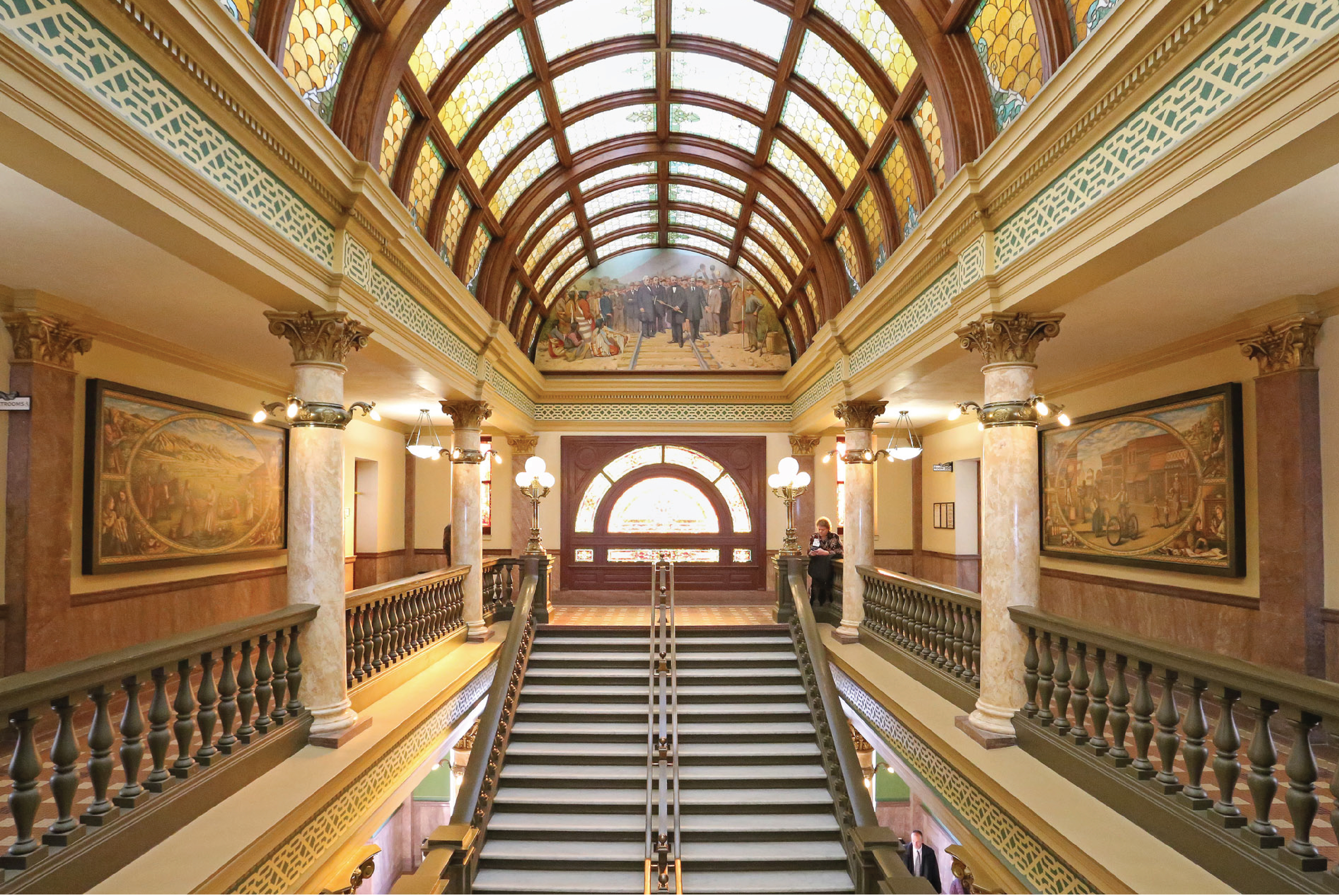 Montana Capitol View South both murals and barrel vault